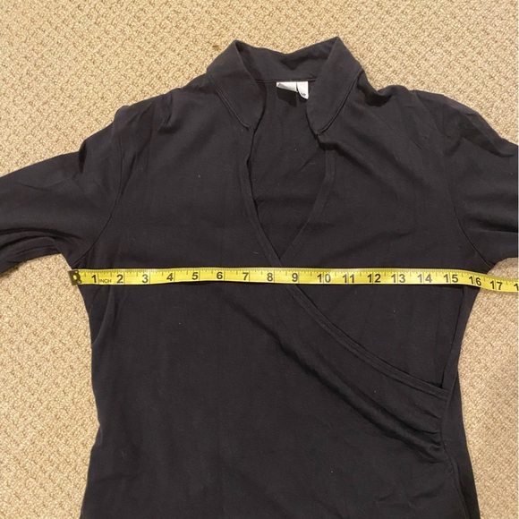 Lotuswear Black 3/4 Length Sleeve Wrap style look Top Size S - Picture 5 of 6